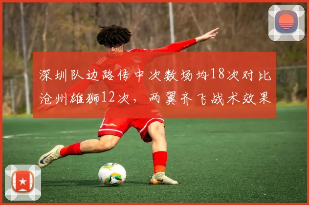 深圳队边路传中次数场均18次对比沧州雄狮12次，两翼齐飞战术效果升级